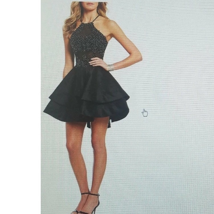 Blondie Nites Stacy Sklar Black Rhinestone Halter Tiered Homecoming Dress Size 5